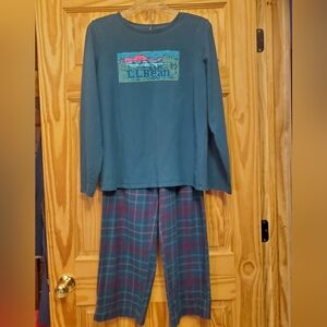 L L Bean 2 Piece Pajamas Top Pants Womens Medium